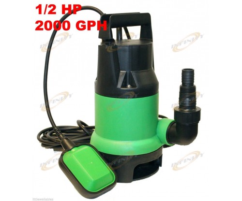 1/2HP 2000GPH Submersible Sump Pump Water Pumps Empty Pool Pond Flood w/25ft Cor